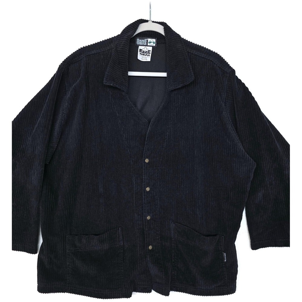 Ezze Wear Jacket Womens Petite XXL Black Corduroy Snap Front Pockets Canada